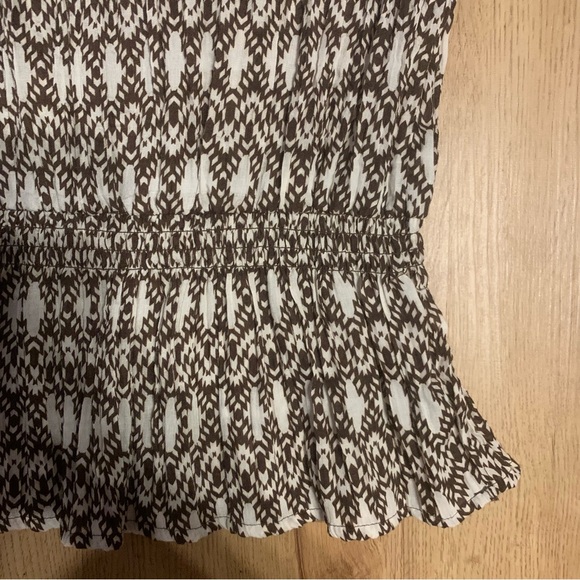 Cato Brown and White Boho‎ Crochet Trim Top Small Short Sleeve - Picture 5 of 6